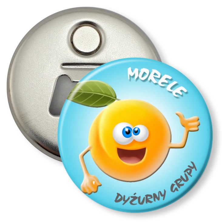 przypinka otwieracz-magnes Dyżurny grupy morele