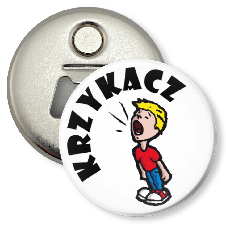 przypinka otwieracz-magnes Krzykacz