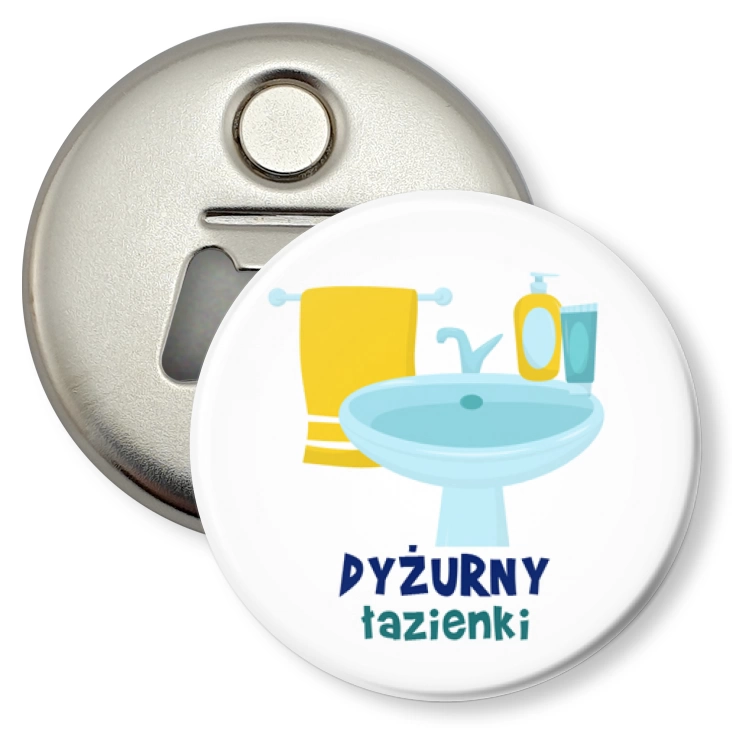 przypinka otwieracz-magnes Dyżurny łazienki