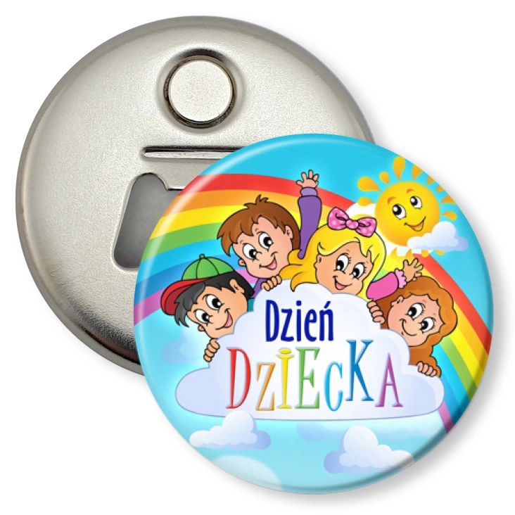 przypinka otwieracz-magnes Dzień Dziecka tęcza