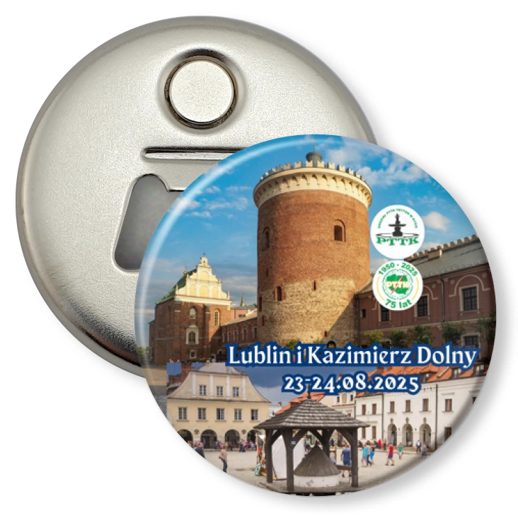 przypinka otwieracz-magnes PTTK Nysa Lublin i Kazimierz Dolny