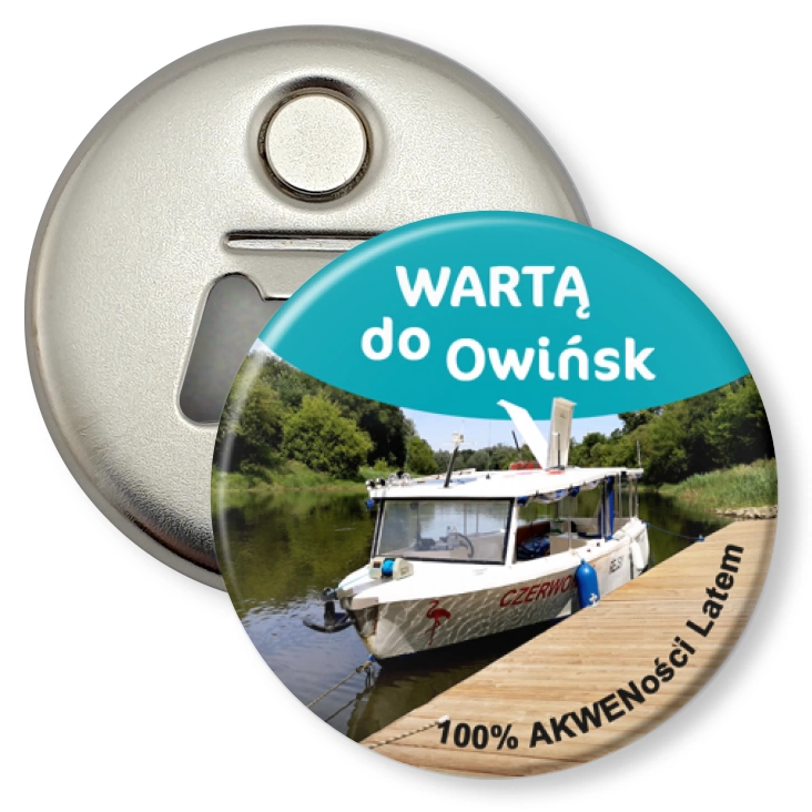 przypinka otwieracz-magnes Wartą do Owińsk