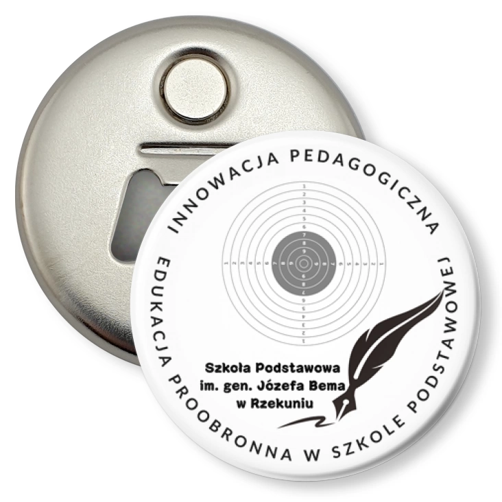 przypinka otwieracz-magnes SP w Rzekuniu Edukacja proobronna