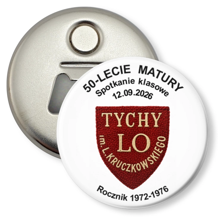 przypinka otwieracz-magnes Spotkanie Klasowe LO im. L. Kruczkowskiego Tychy