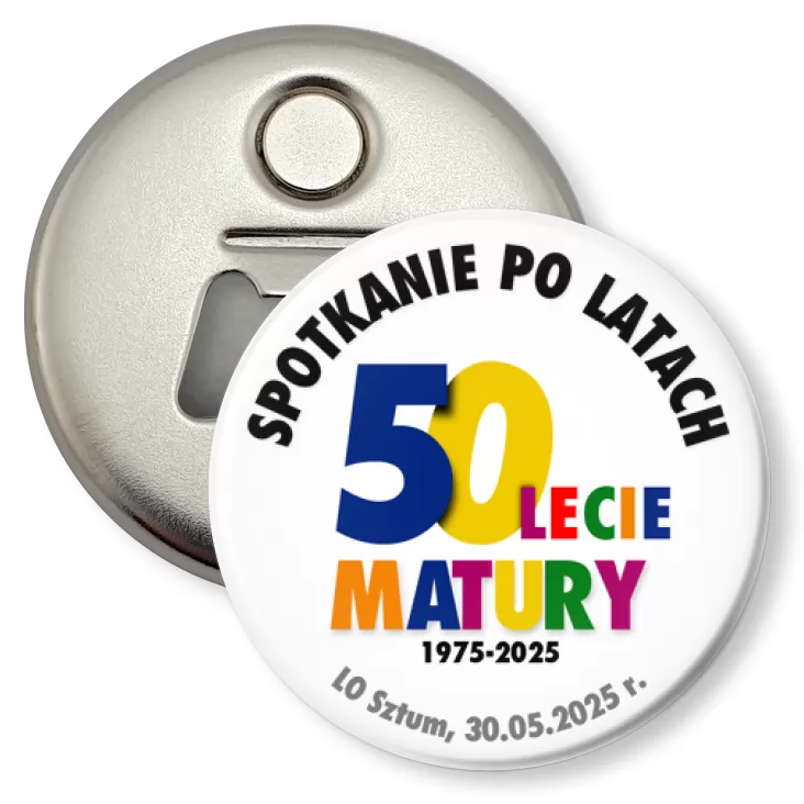 przypinka otwieracz-magnes Spotkanie po 50 latach LO Sztum