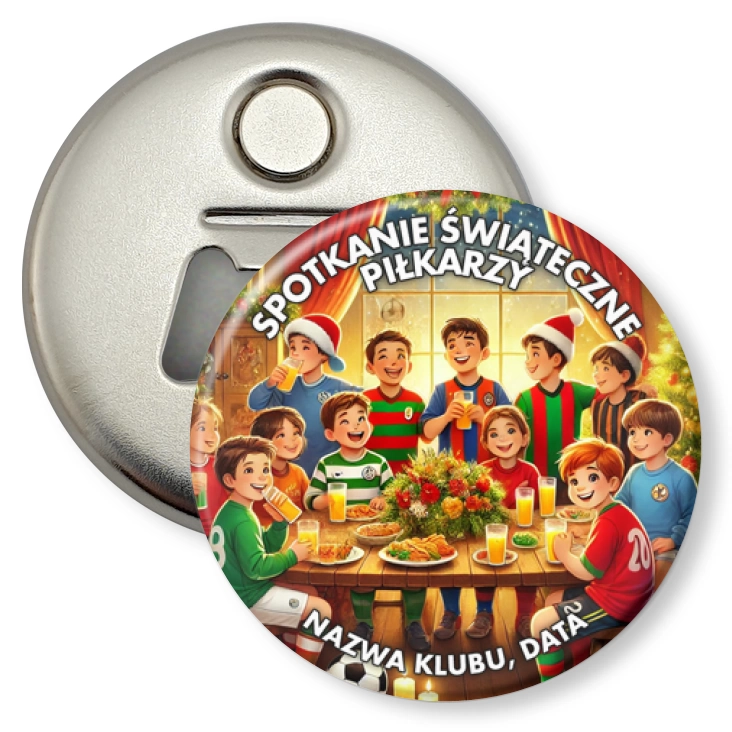 przypinka otwieracz-magnes Spotkanie świąteczne piłkarzy