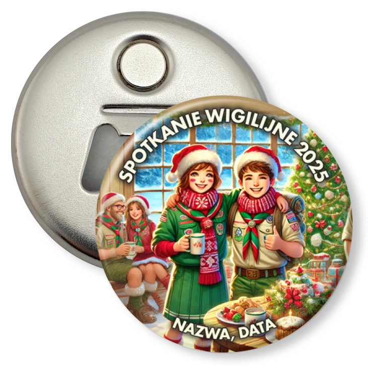 przypinka otwieracz-magnes Spotkanie wigilijne harcerzy