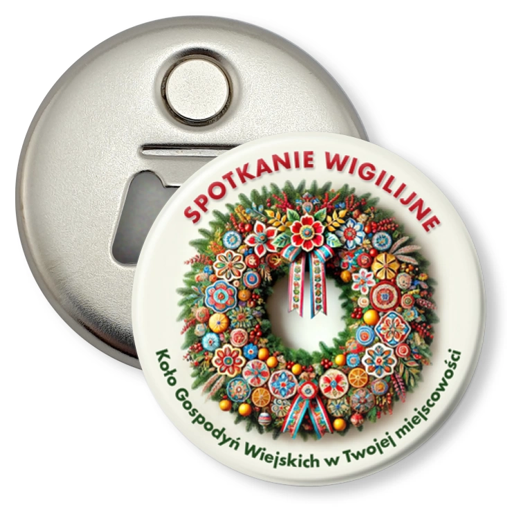 przypinka otwieracz-magnes Spotkanie wigilijne Koło Gospodyń Wiejskich