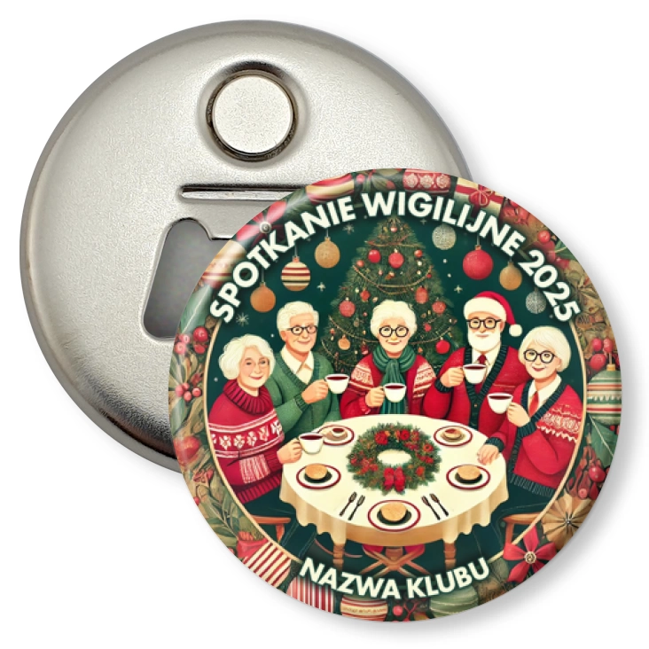 przypinka otwieracz-magnes Spotkanie wigilijne seniorów