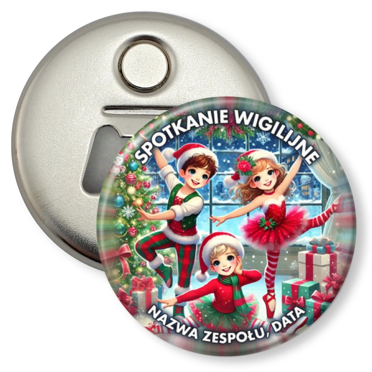 przypinka otwieracz-magnes Spotkanie wigilijne tancerzy