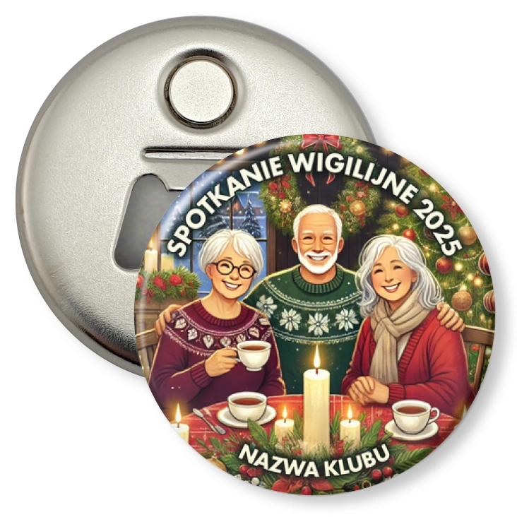 przypinka otwieracz-magnes Spotkanie wigilijne w klubie seniora