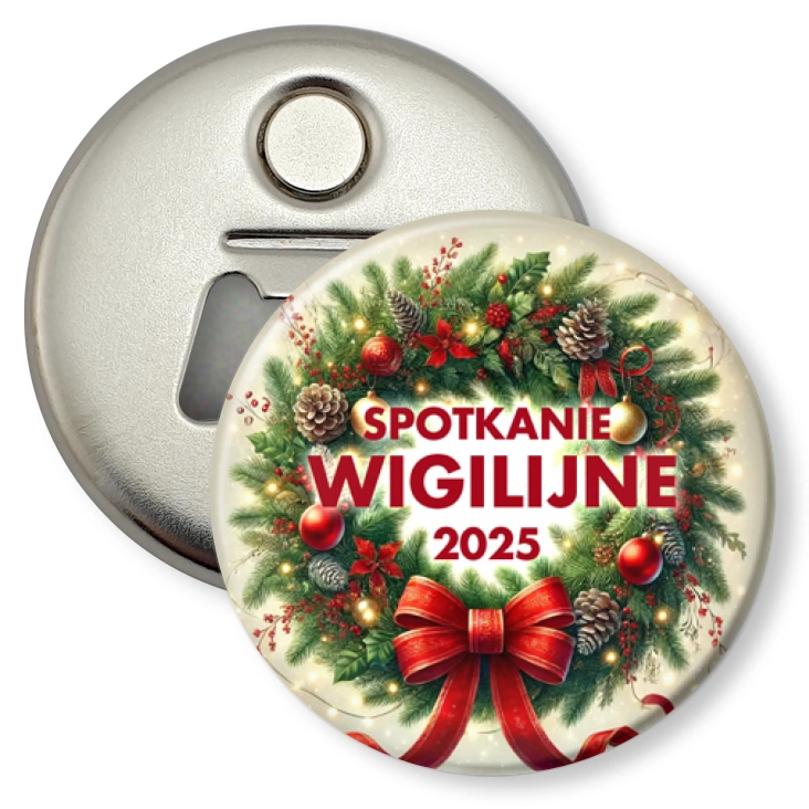 przypinka otwieracz-magnes Spotkanie wigilijne wieniec