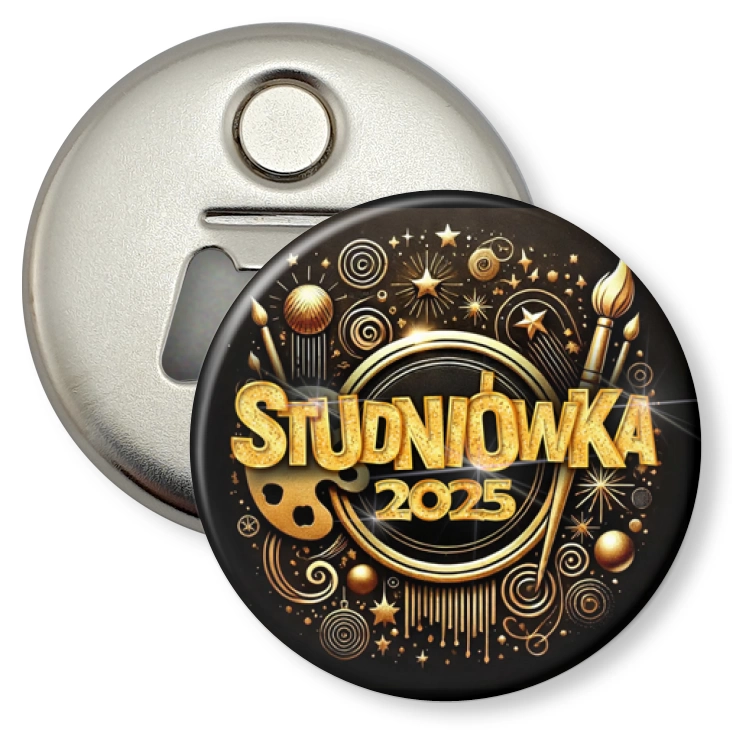 przypinka otwieracz-magnes Studniówka profil artystyczny