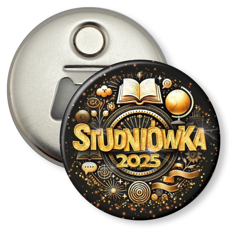 przypinka otwieracz-magnes Studniówka profil językowy