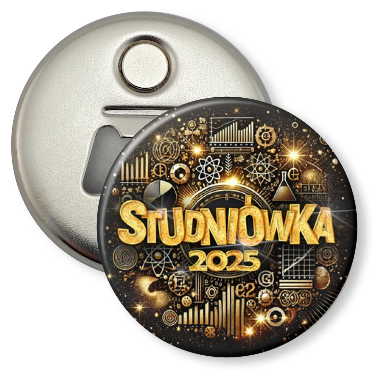 przypinka otwieracz-magnes Studniówka profil matematyczno-fizyczny