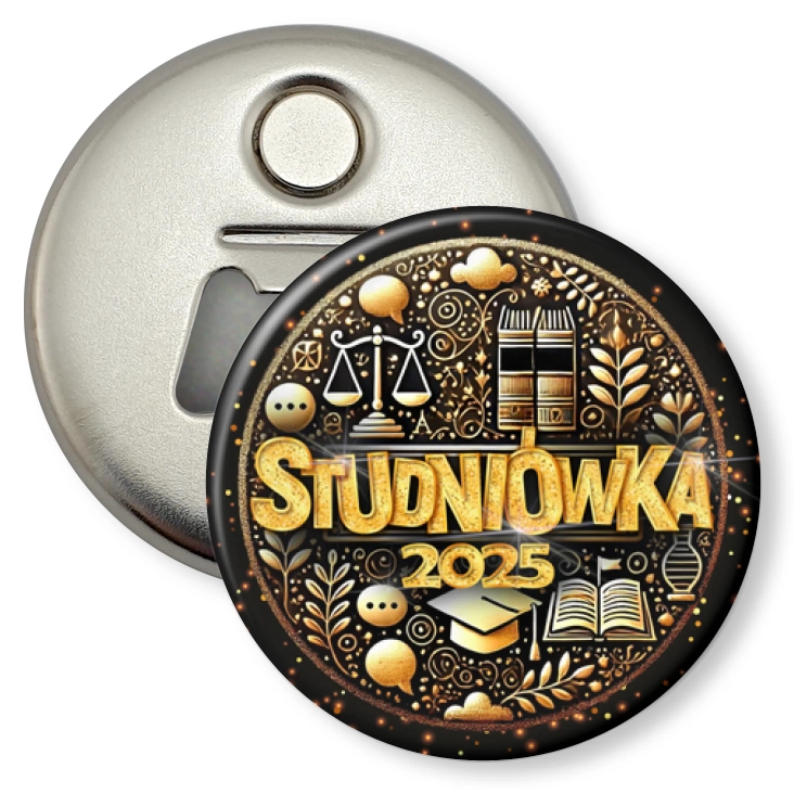 przypinka otwieracz-magnes Studniówka profil społeczno-prawny