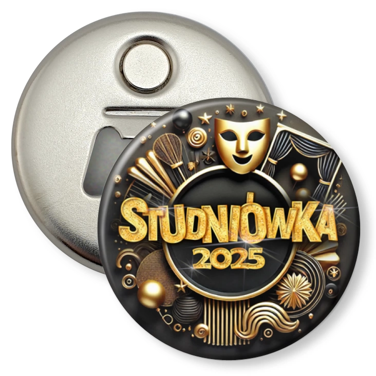 przypinka otwieracz-magnes Studniówka szkoła teatralna