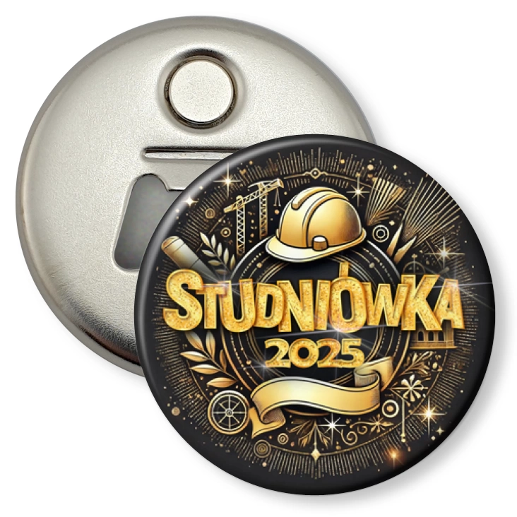 przypinka otwieracz-magnes Studniówka technik budownictwa