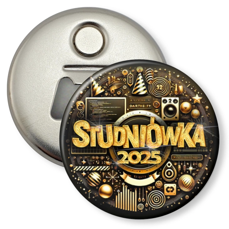 przypinka otwieracz-magnes Studniówka technik informatyk