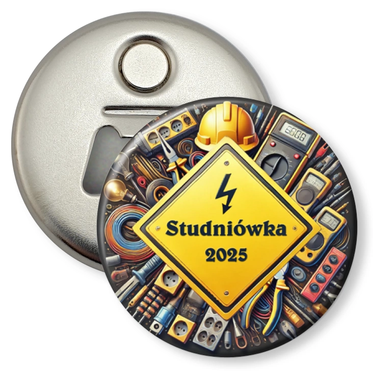 przypinka otwieracz-magnes Studniówka Zespół Szkół Elektrycznych