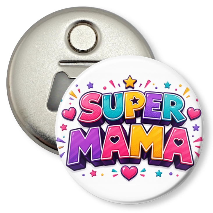 przypinka otwieracz-magnes Super mama