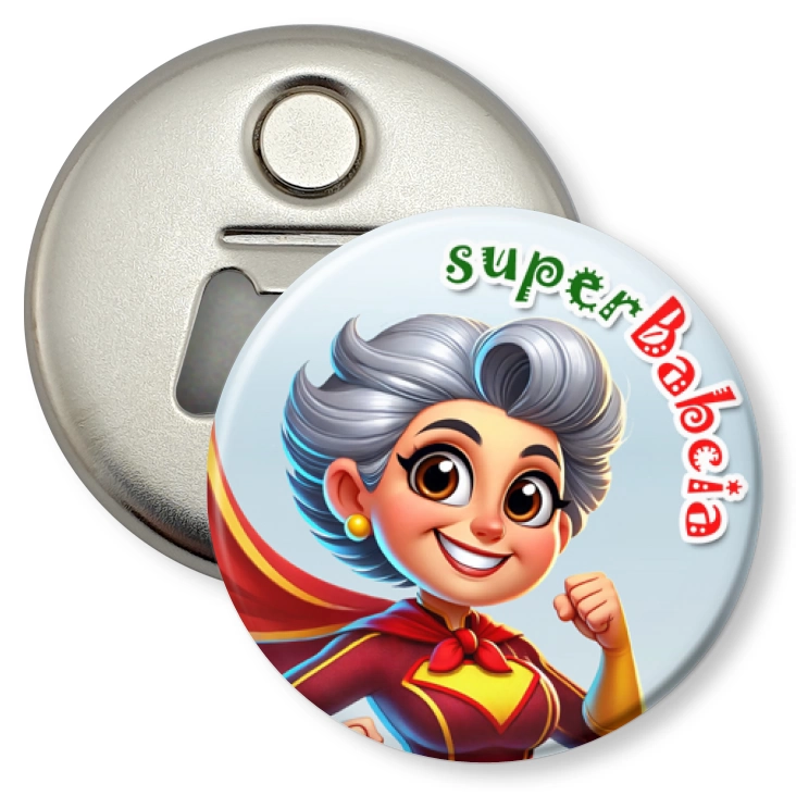 przypinka otwieracz-magnes superBabcia