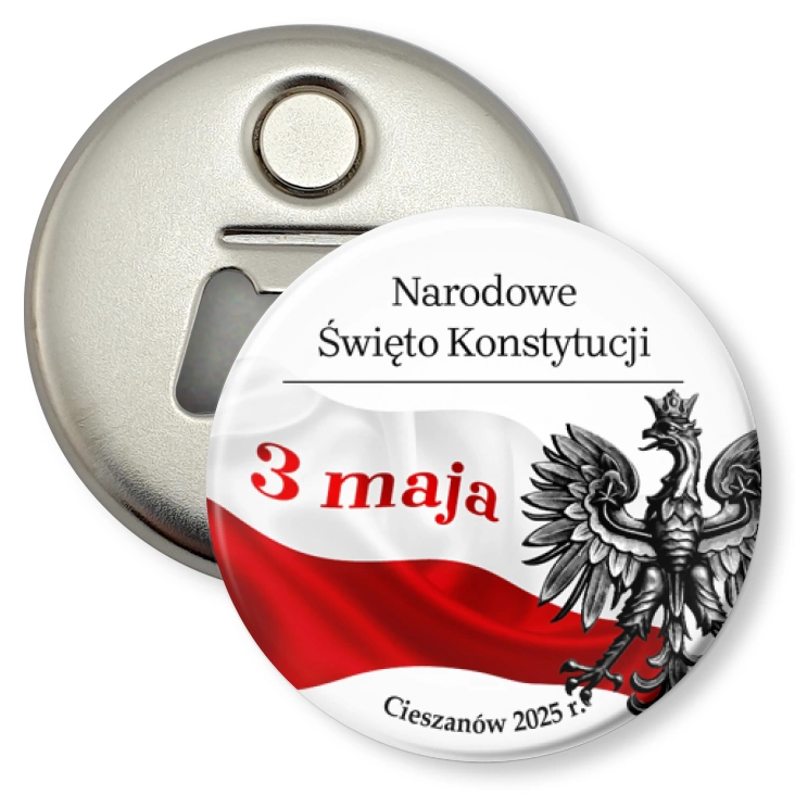 przypinka otwieracz-magnes Święto 3 maja Cieszanów 2025