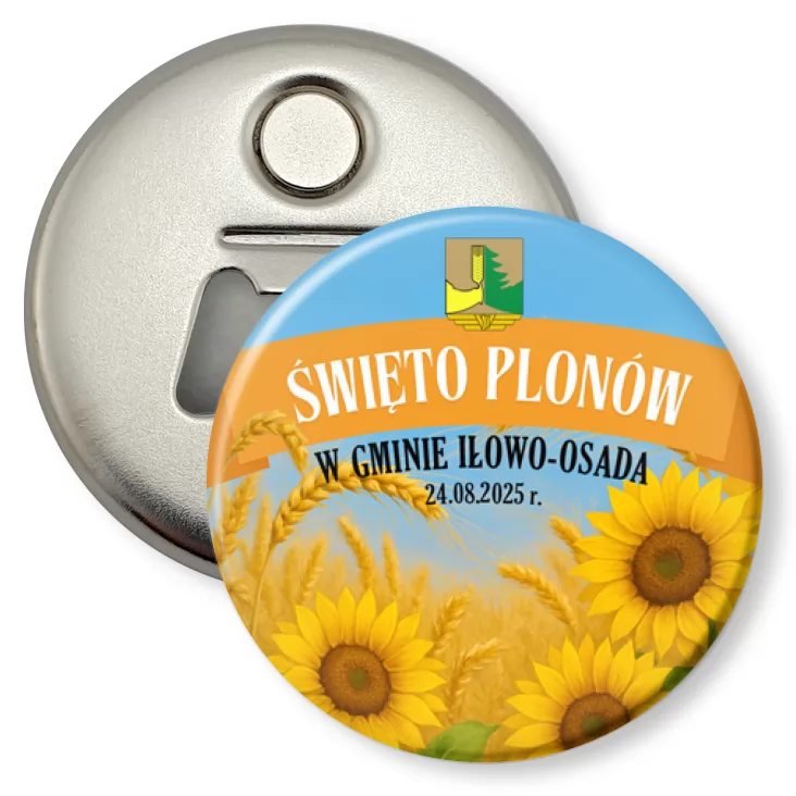 przypinka otwieracz-magnes Święto Plonów w gminie Iłowo-Osada