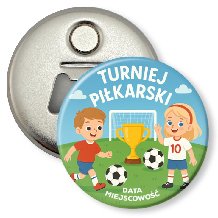 przypinka otwieracz-magnes Turniej piłkarski