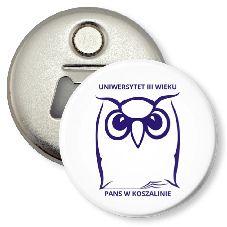 przypinka otwieracz-magnes Uniwersytet Trzeciego Wieku w Koszalinie