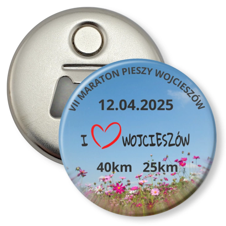 przypinka otwieracz-magnes VII Maraton Pieszy Wojcieszów