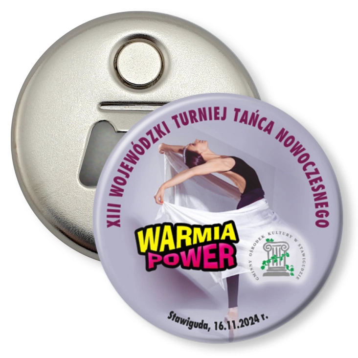 przypinka otwieracz-magnes Warmia Power 2024