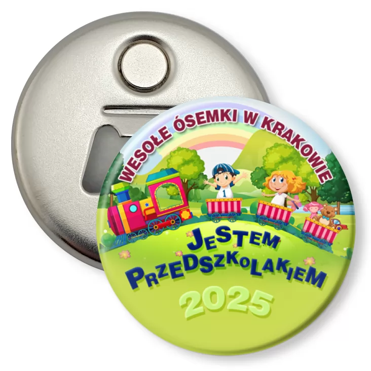przypinka otwieracz-magnes Wesołe Ósemki w Krakowie