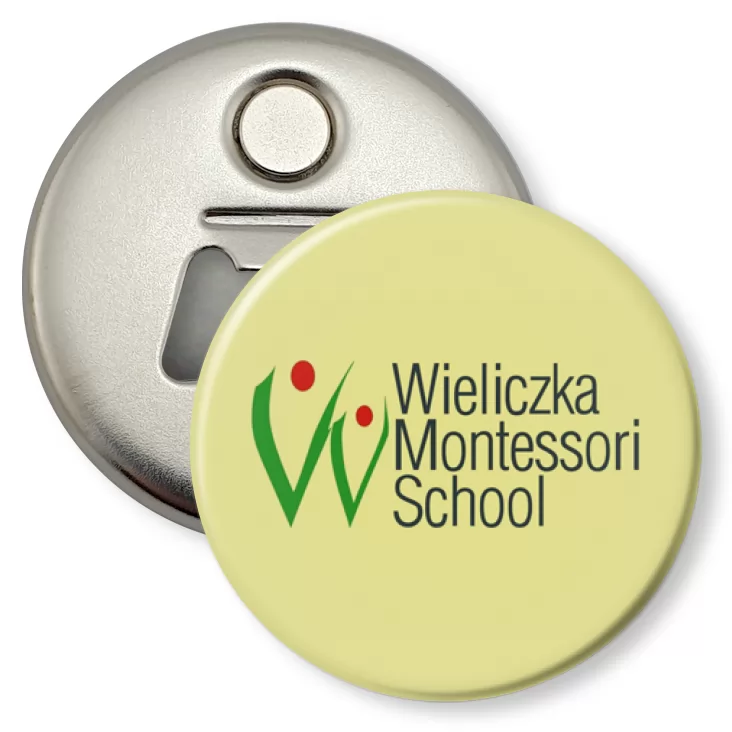 przypinka otwieracz-magnes Wieliczka Montessori School