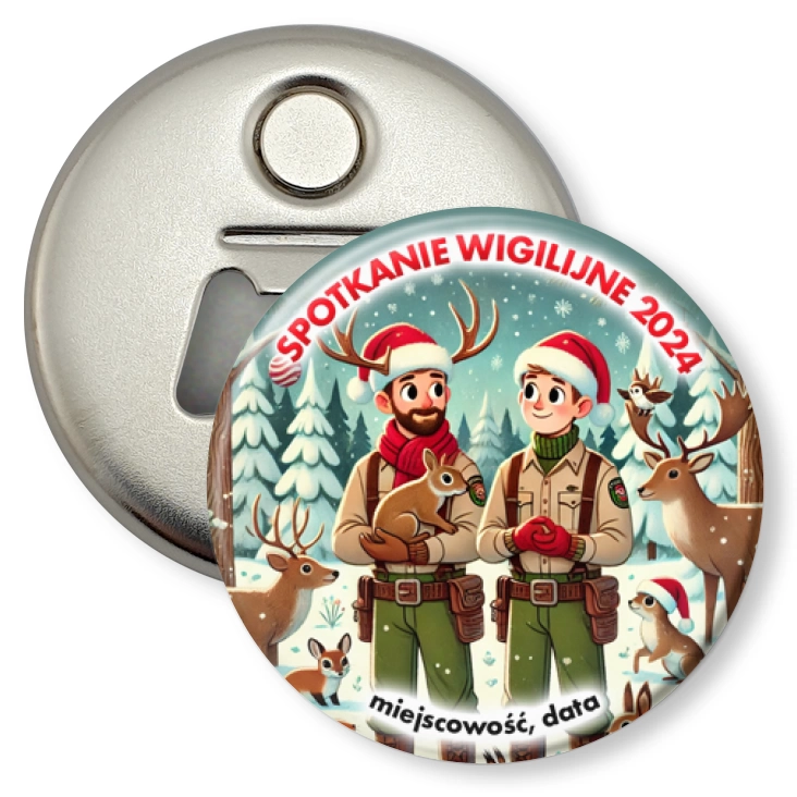 przypinka otwieracz-magnes Wigilia leśniczych