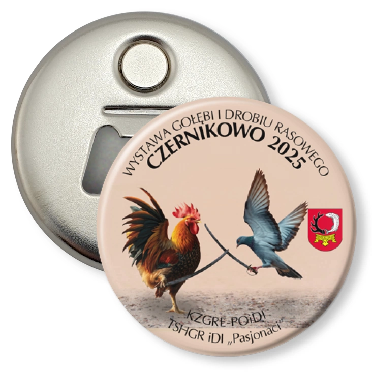 przypinka otwieracz-magnes Wystawa Gołębi i Drobiu Rasowego Czernikowo