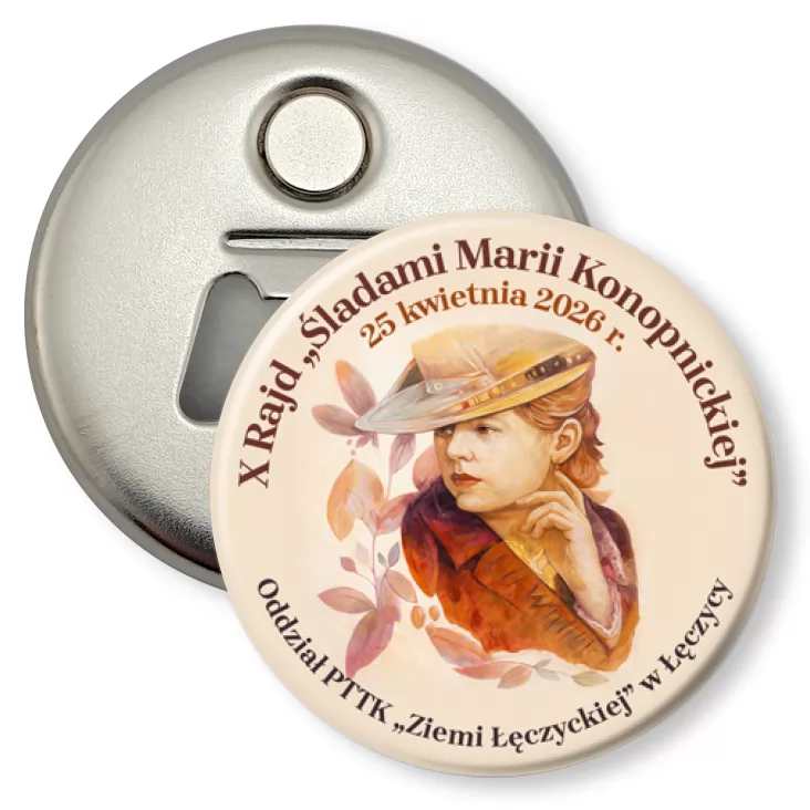 przypinka otwieracz-magnes X Rajd Śladami Marii Konopnickiej