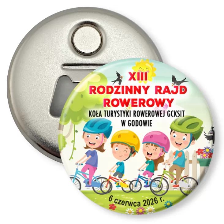 przypinka otwieracz-magnes XIII Rodzinny Rajd Rowerowy 2026
