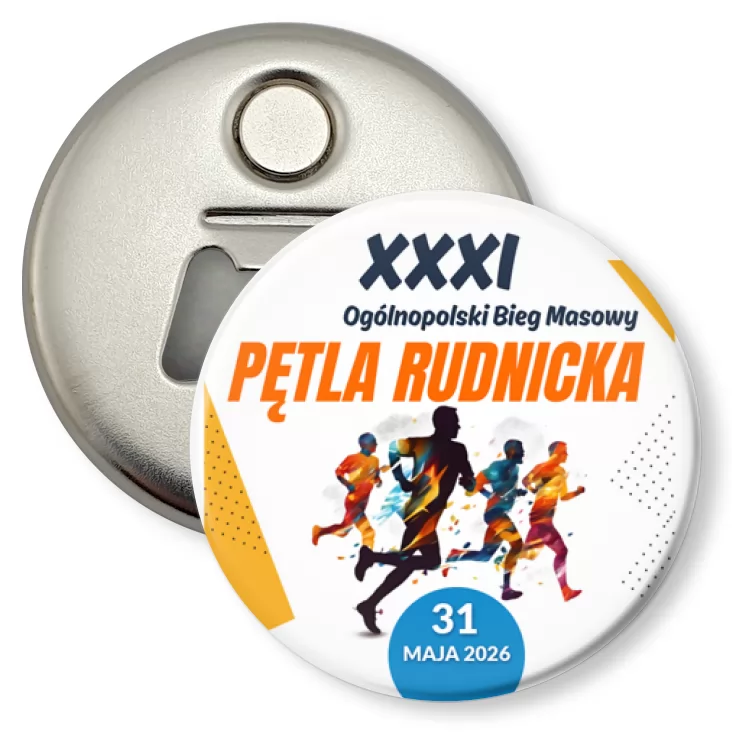 przypinka otwieracz-magnes XXXI Bieg Pętla Rudnicka