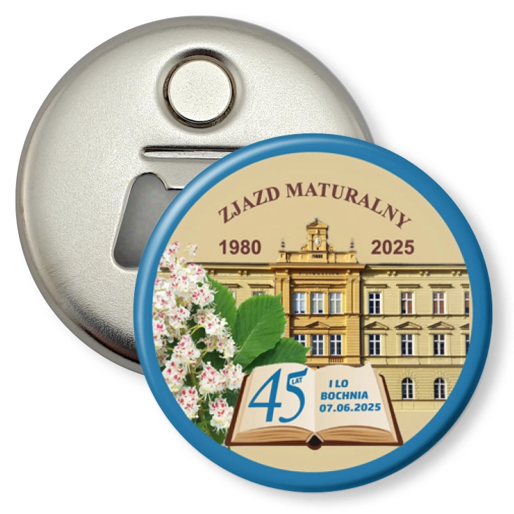 przypinka otwieracz-magnes Zjazd maturalny I LO Bochnia
