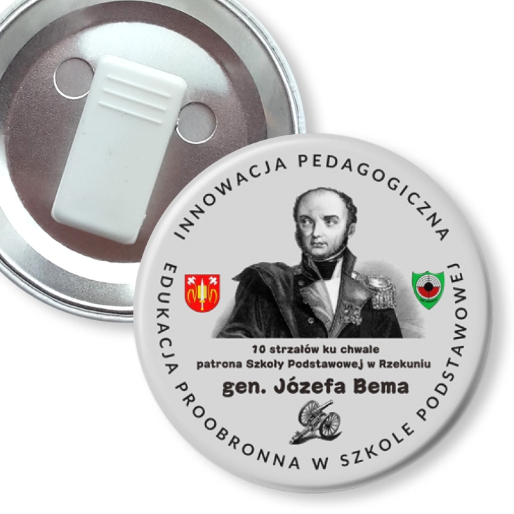 przypinka z żabką 10 strzałów ku chwale patrona SP w Rzekuniu