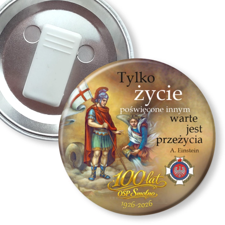przypinka z żabką 100 lat OSP Smolno
