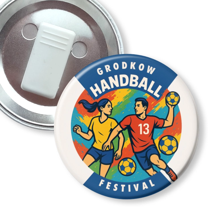 przypinka z żabką 13 Grodkow Handball Festival