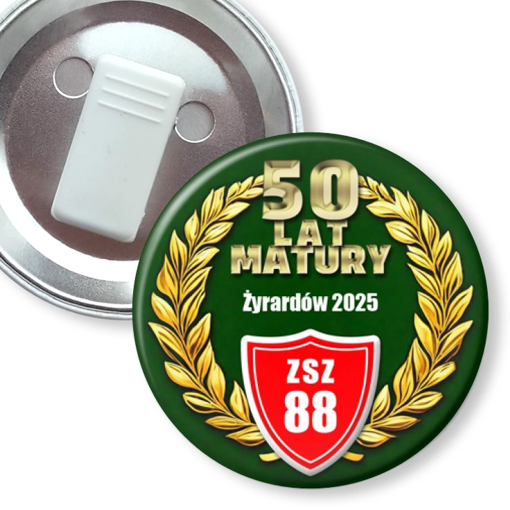 przypinka z żabką 50 lat Matury ZSZ 88