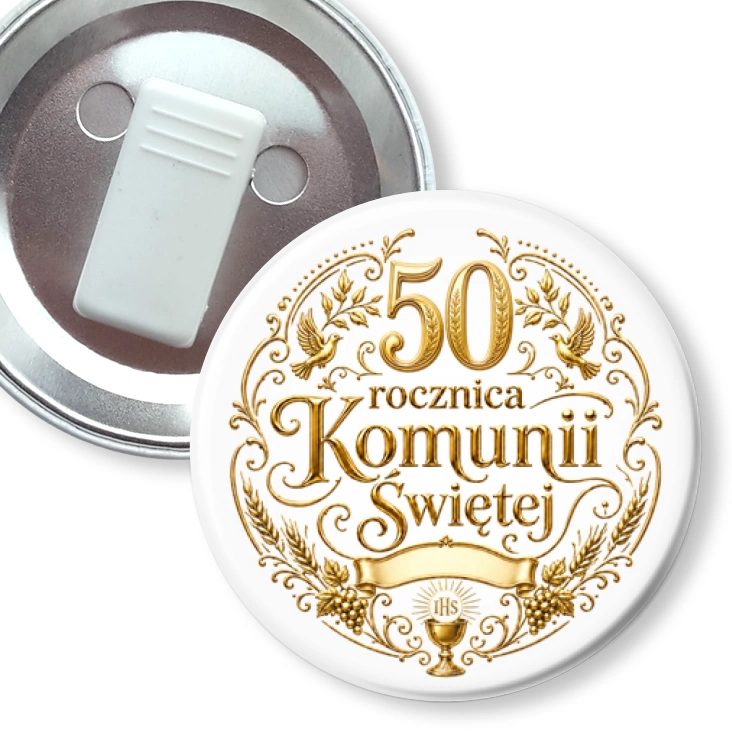 przypinka z żabką 50 rocznica Pierwszej Komunii Świętej