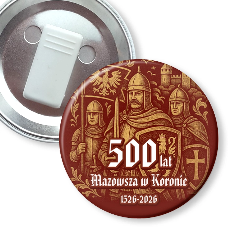 przypinka z żabką 500 lat Mazowsza w Koronie