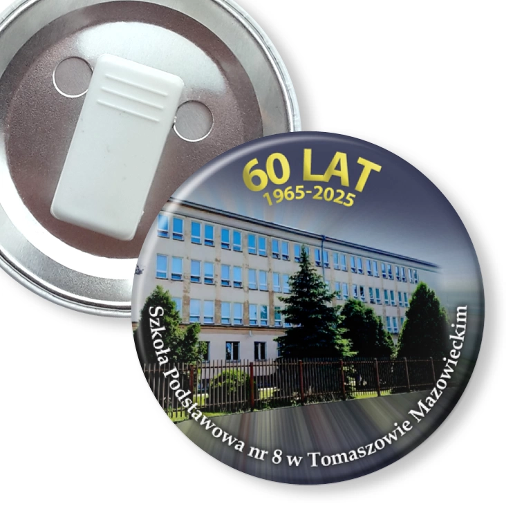 przypinka z żabką 60 lat SP60 w Tomaszowie Mazowieckim