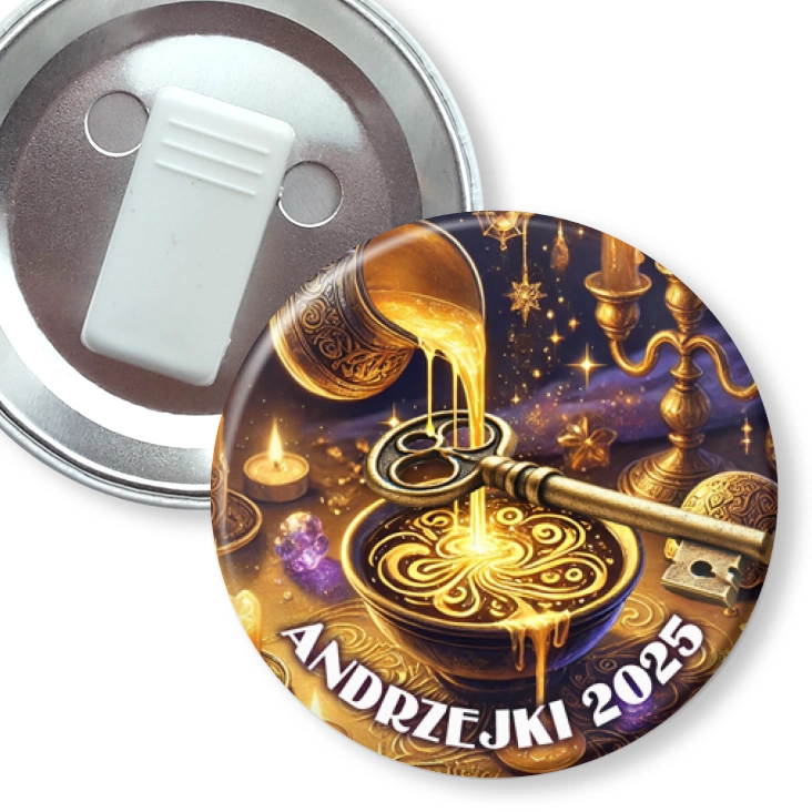 przypinka z żabką Andrzejki lanie woskiem