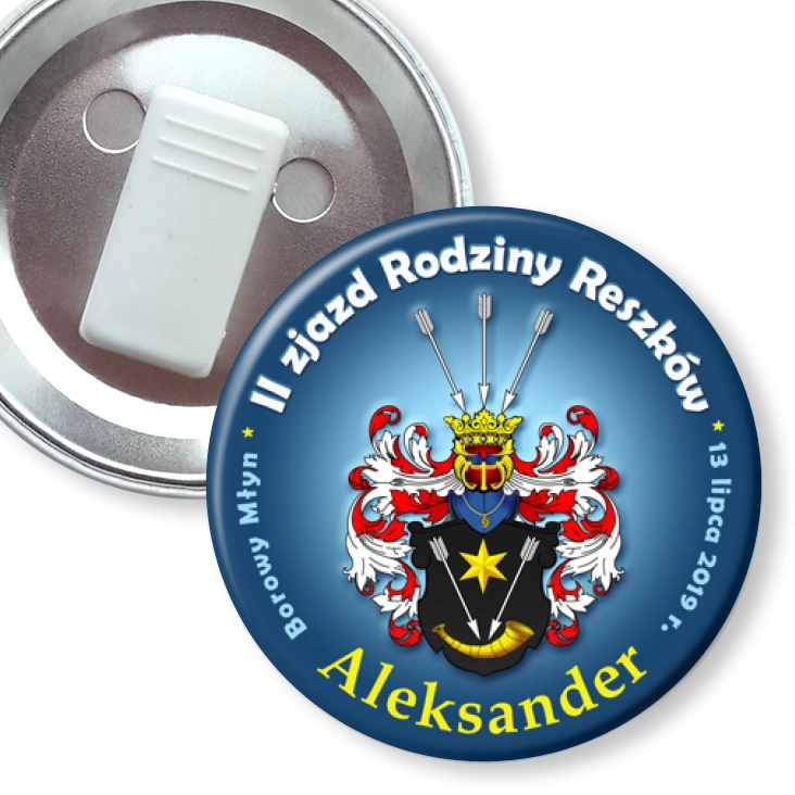 przypinka z żabką II zjazd Rodziny Reszków
