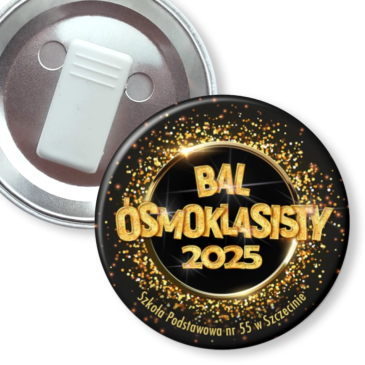 przypinka z żabką Bal Ósmoklasisty 2025 SP 55 Szczecin